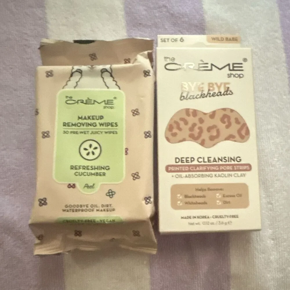 The Crème Shop Cucumber Makeup Remover Wipes 30ct + Bye Bye Blackheads Strips